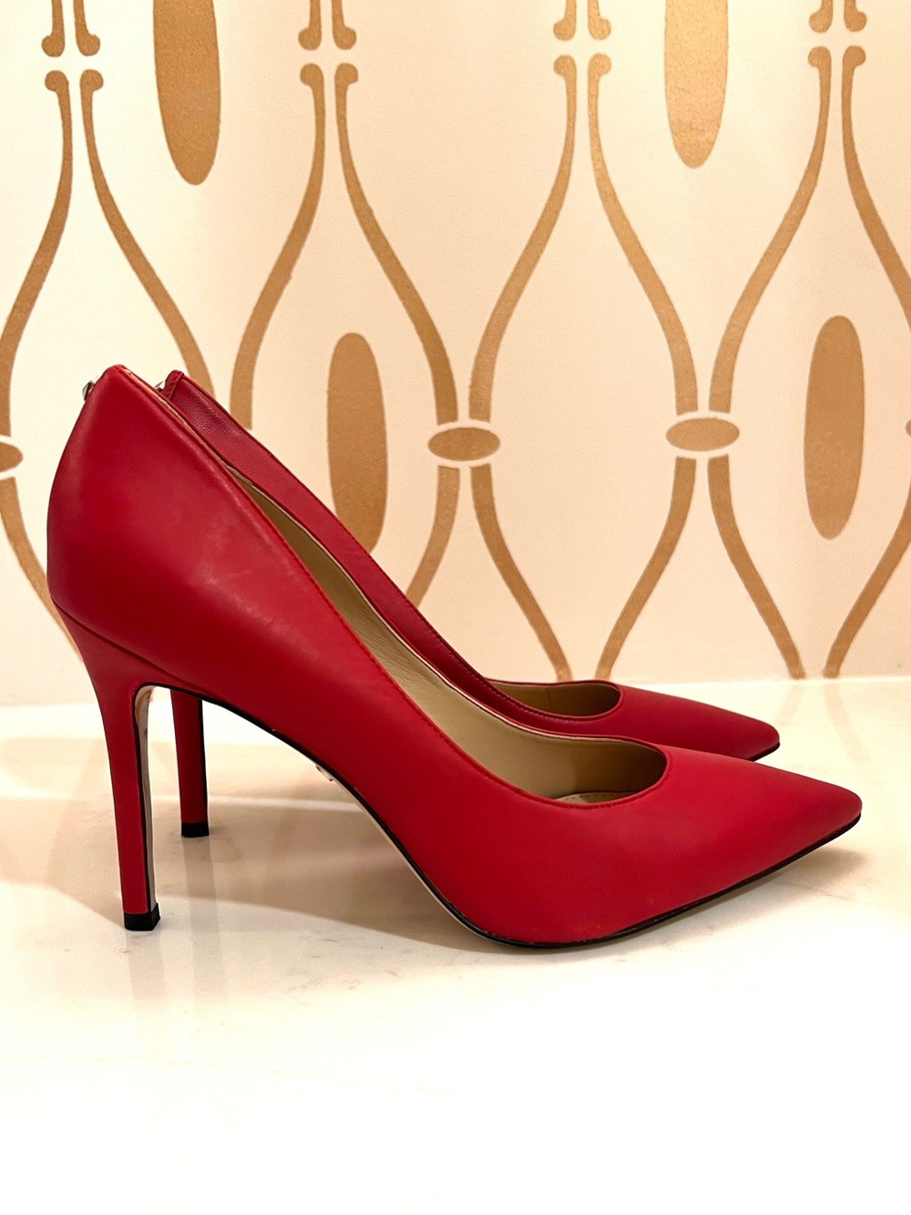 Sam Edelman Hazel Leather Pumps, Red Pointed-Toe High Heel Pumps